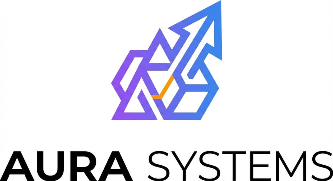 A minimalist tech logo with geometric shapes, purple and blue gradient Logo design, memorable, scalable, professional. Use these brand colors harmoniously: primary #8B5CF6, secondary #3B82F6, accent #F59E0B. Style: Clean, minimal, corporate aesthetic with refined typography.