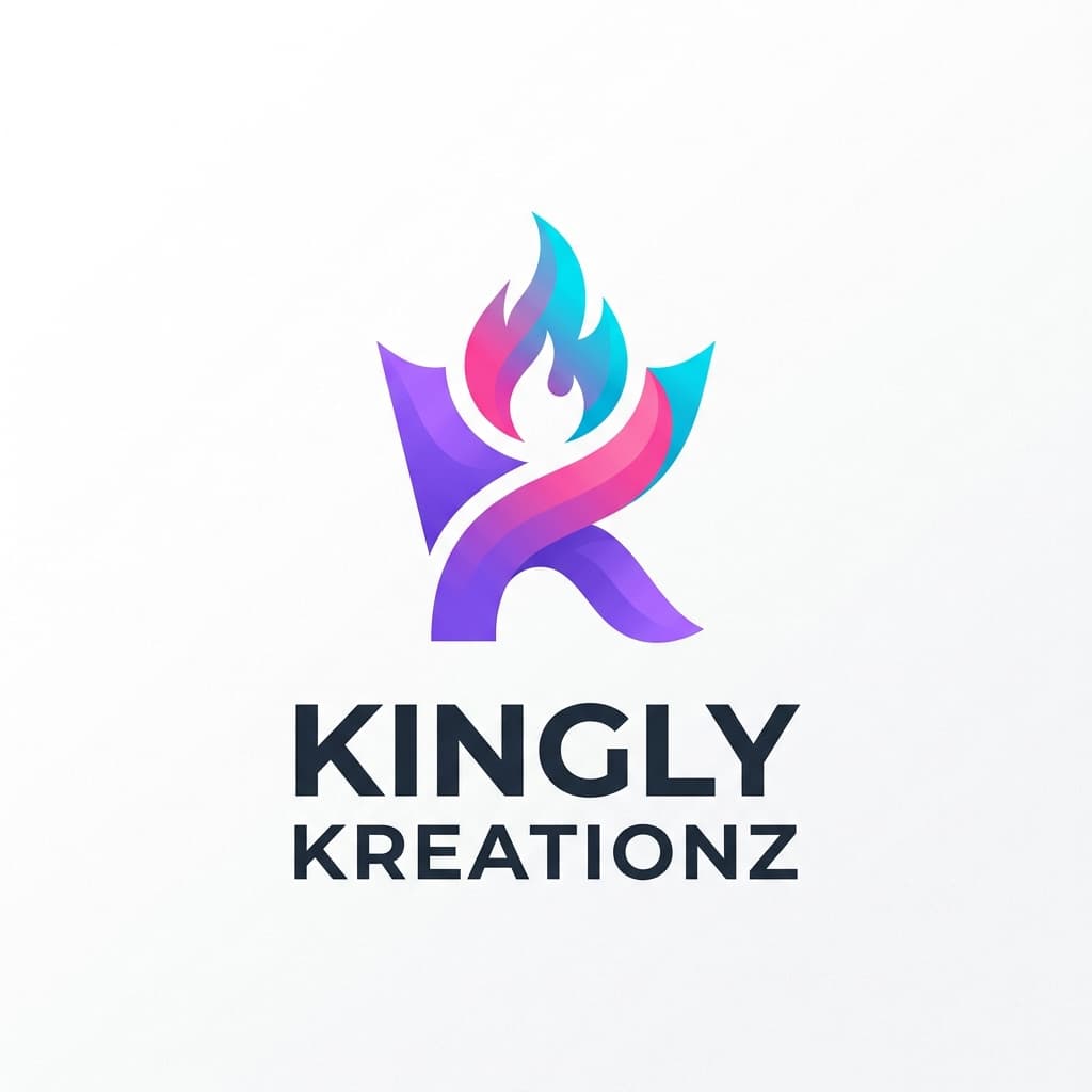 An icon logo for Kingly Kreationz, using a simple, abstract shape to represent creativity and innovation, with the brand's accent color #06B6D4. Logo design, memorable, scalable, professional. Use these brand colors harmoniously: primary #8B5CF6, secondary #EC4899, accent #06B6D4. Style: Clean, minimal, corporate aesthetic with refined typography.