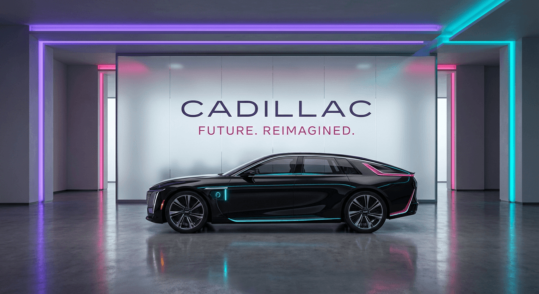 black Cadillac Use these brand colors harmoniously: primary #8B5CF6, secondary #EC4899, accent #06B6D4. Style: Clean, minimal, corporate aesthetic with refined typography.