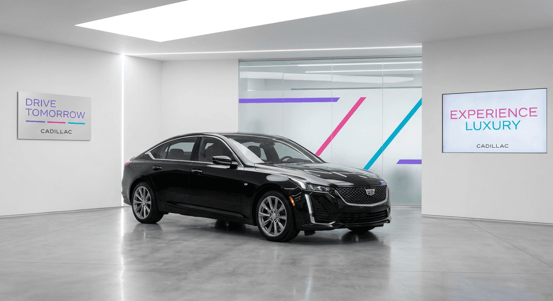 black Cadillac Use these brand colors harmoniously: primary #8B5CF6, secondary #EC4899, accent #06B6D4. Style: Clean, minimal, corporate aesthetic with refined typography.