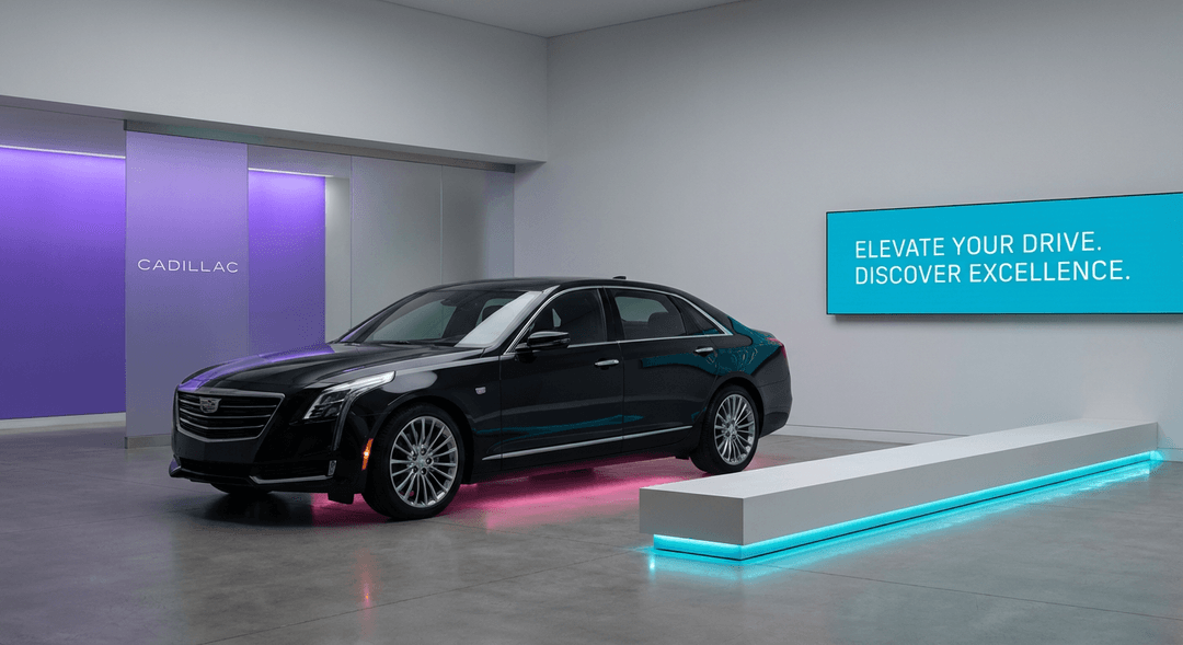 black Cadillac Use these brand colors harmoniously: primary #8B5CF6, secondary #EC4899, accent #06B6D4. Style: Clean, minimal, corporate aesthetic with refined typography.