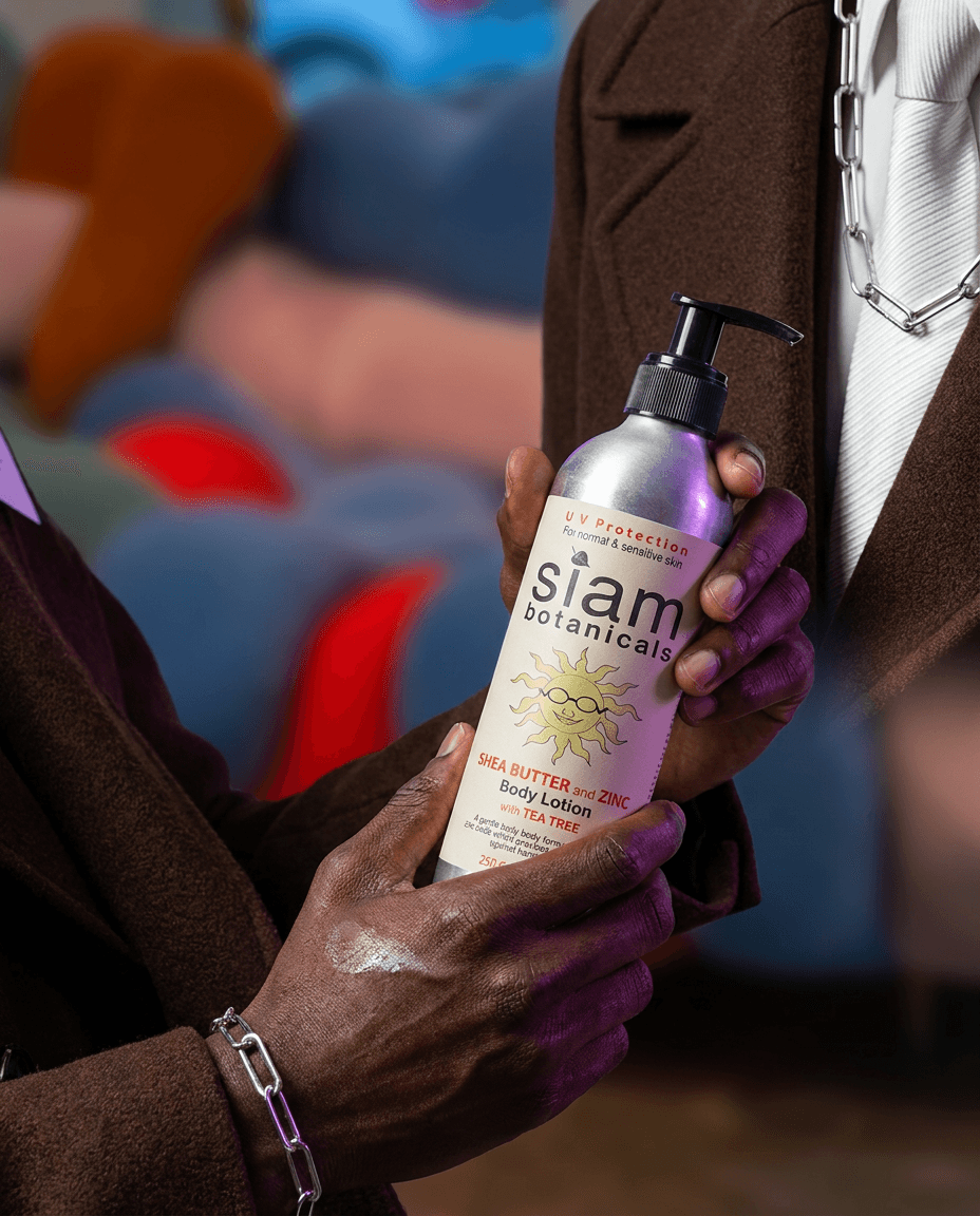 Macro close-up product feature shot for Siam Goods: MARK demonstrates the product details, preserve this character appearance: cINEMATIC aFRICAN amERICAN FASHION MODEL, extreme detail on textures and materials, soft directional lighting with accent #7c3aed, shallow depth of field, premium commercial product photography, medium-pace mood, importance of shea butter tone

IMPORTANT - Maintain strict visual consistency for these characters:

Character "MARK": cINEMATIC aFRICAN amERICAN FASHION MODEL

Each character must look EXACTLY as described throughout all scenes. Pay attention to:
- Face structure and features
- Hair color, style, and length  
- Body type and proportions
- Clothing and accessories
- Any distinctive features or markings