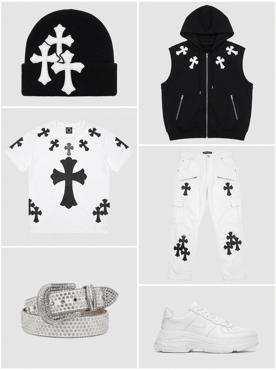 Please provide the clothing reference images for each individual to generate the image. I require these images specifically and only for the wardrobe component as described in the prompt.
