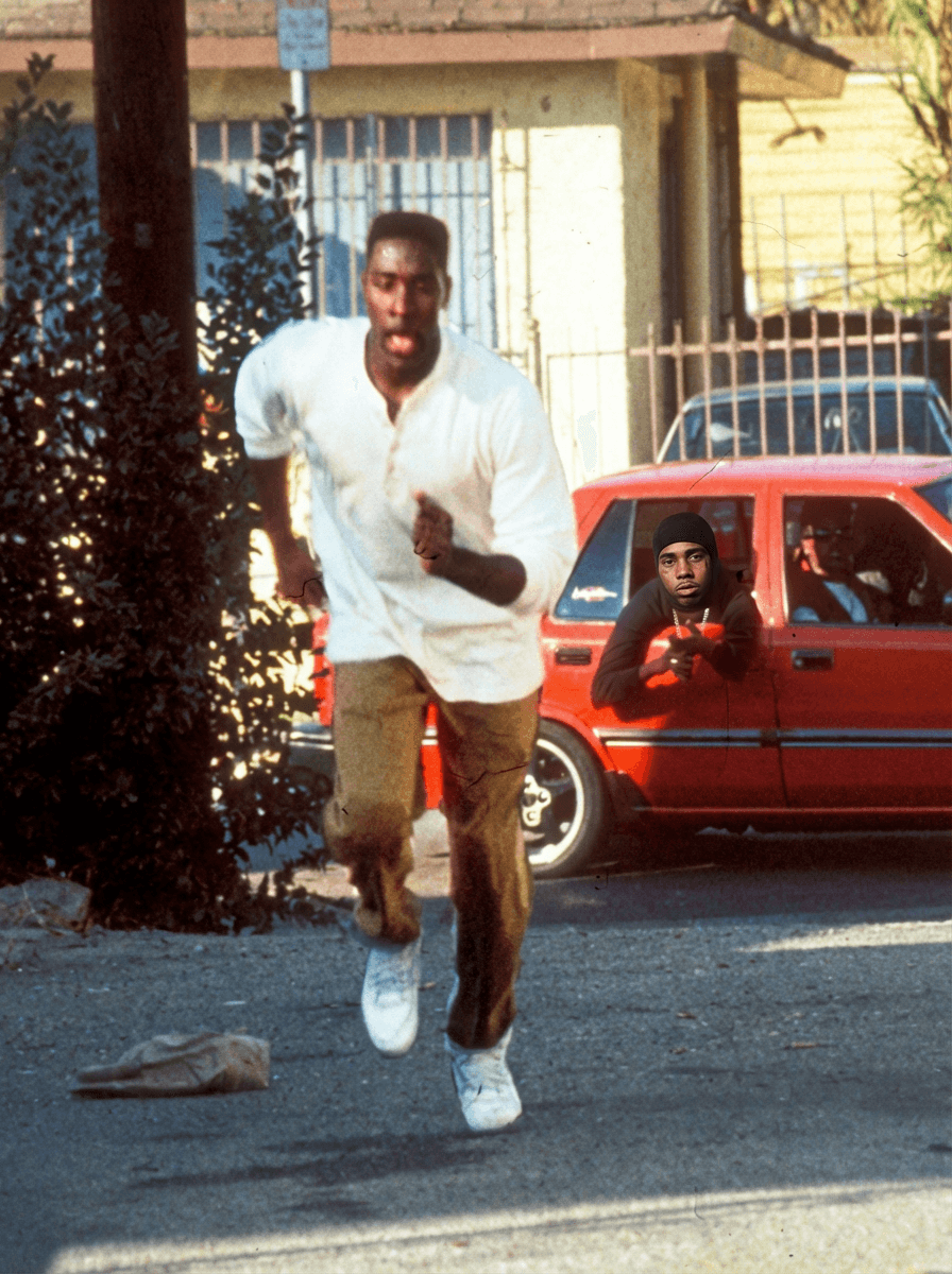 Use Image 1 as the base scene and composition.
Use Image 2 as the reference for the man inside the red car.
π― CORE INSTRUCTIONS:
Perform a high-precision dual character replacement while preserving the original cinematic scene.
πββοΈ SUBJECT 1 (RUNNING MAN):
Replace the running man with a realistic version of Gucci Mane (rapper)
Maintain:
Same running pose, stride, and motion blur
Same outfit (white shirt, pants, shoes)
Same body positioning and perspective
Apply:
Gucci Mane facial features, skin tone, beard, and build
Natural expression (focused, mid-run intensity)
π SUBJECT 2 (MAN IN CAR):
Replace the man in the red hat inside the car with the person from Image 2
Maintain:
Same exact pose (leaning out window)
Same camera angle and framing
Same position inside the car
CHARACTER DETAILS (CAR SUBJECT):
Apply:
Same facial structure, skin tone, and tattoos
Jewelry (chains, watch) for realism
Expression: serious, focused
β οΈ IMPORTANT RULES:
DO NOT change environment, lighting, or background
DO NOT change the red car or street setting
Maintain original 90s cinematic film aesthetic
Keep natural shadows, highlights, and color grading consistent
Ensure both characters blend seamlessly with correct depth and perspective
π¬ STYLE:
Gritty 90s film still
Slight film grain
Warm tones, high contrast
Realistic motion blur on running subject
No AI distortion or cartoon effects