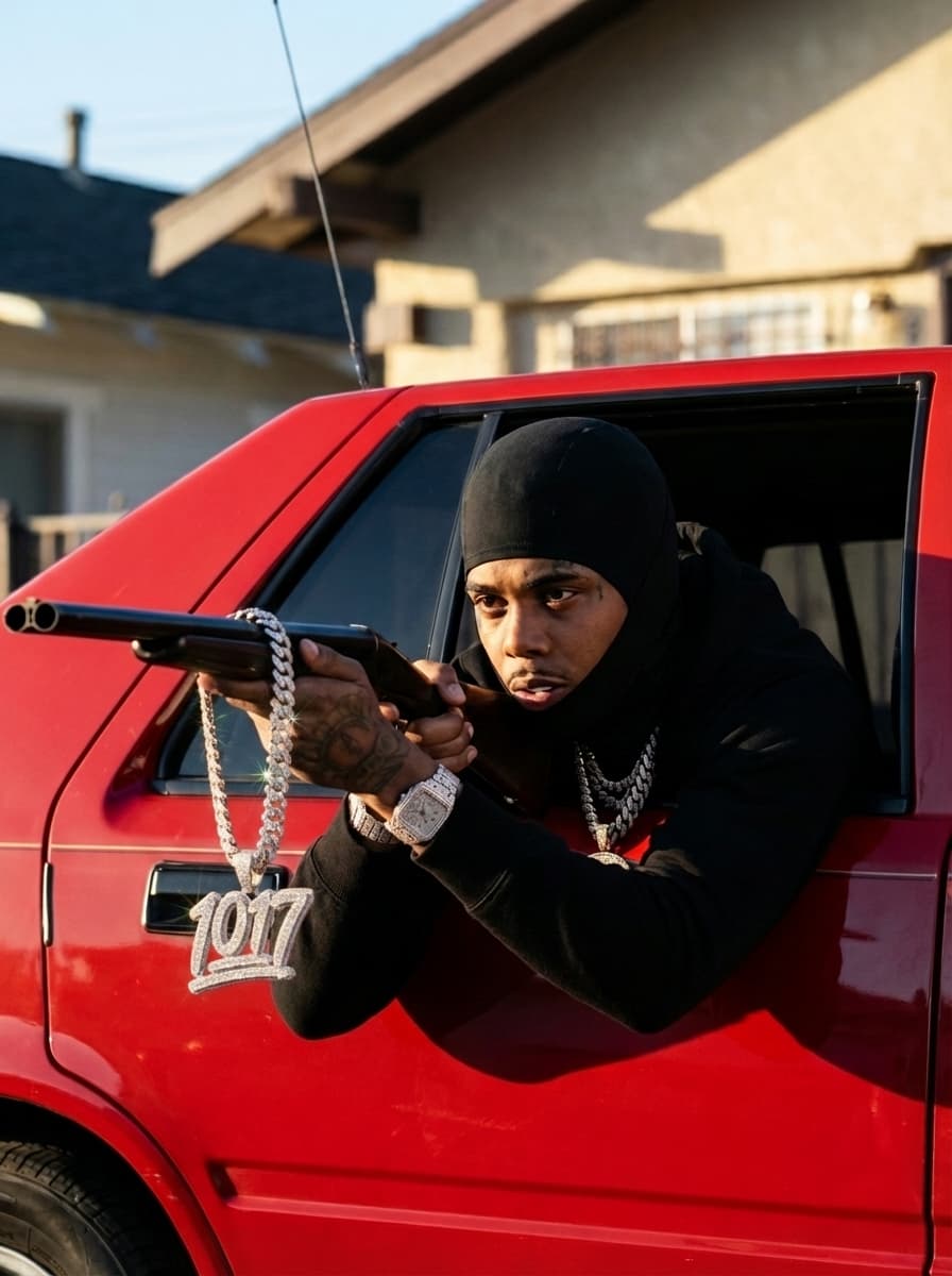 ADD ICED OUT DIAMOND "1017" CHAIN AROUND THE GUN