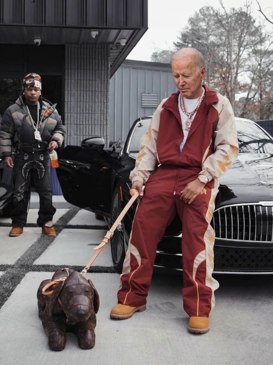 Use the provided image as the base reference. Maintain the exact same environment lighting, camera angle, pose, outfit structure, and composition from the original image.
Replace the original subject with Joe Biden,Political Leader wearing outfits attached

