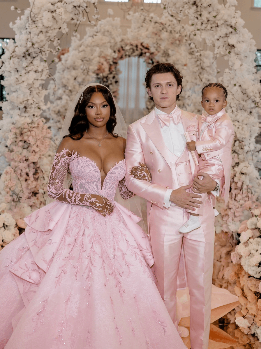 replace the people in this photo with tom holland and Zendeya Stoermer Coleman. make sure to remove all tatoos make it look ultra realstic and make sure all of their body matches the skin tone of who they are. keep them in the same outfits as the original.
