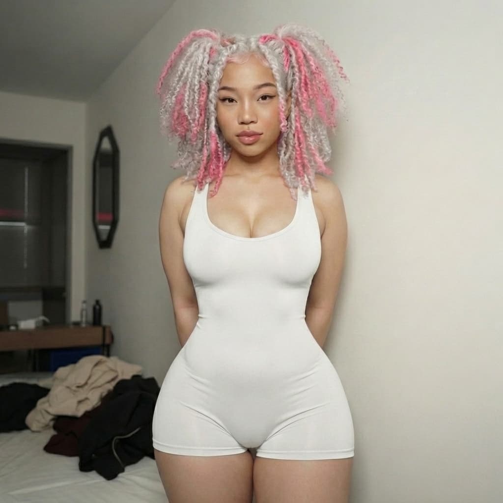 change her hair to whiteandpink