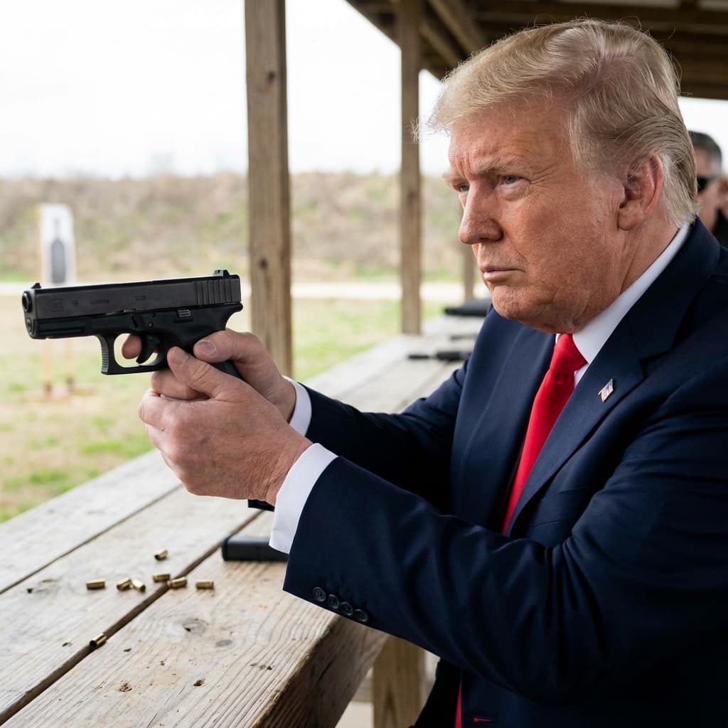 Hyper realistic trump holding a glock