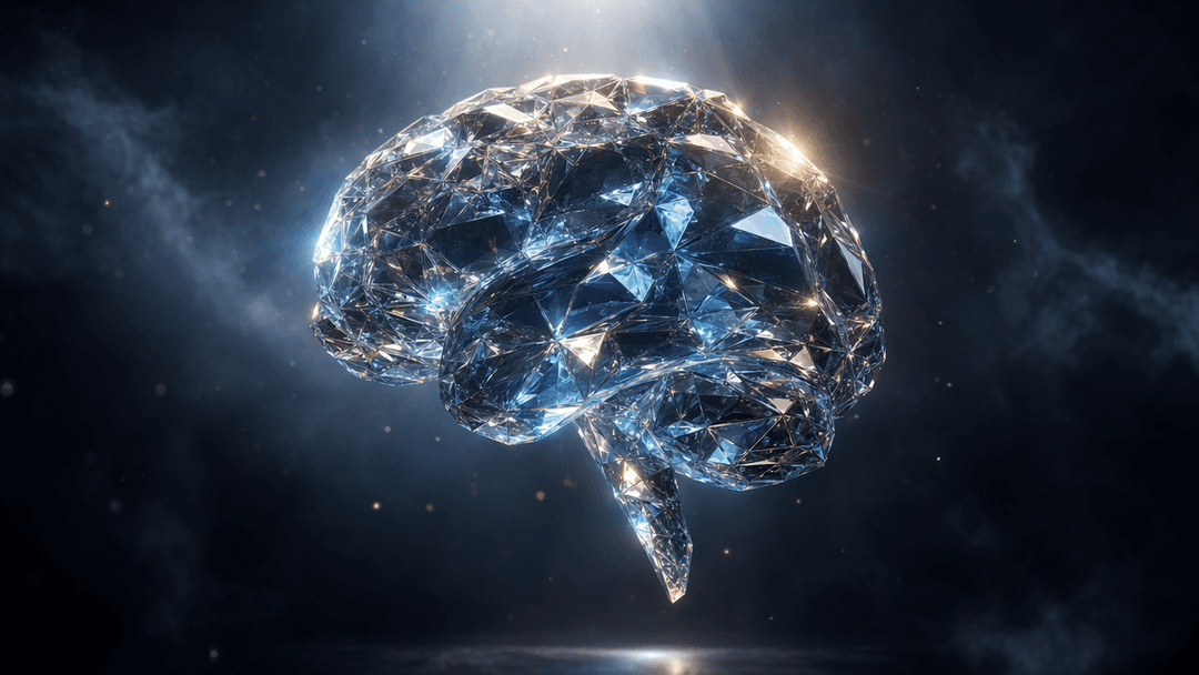 floating 3d Diamond brain cinematic wallpaper