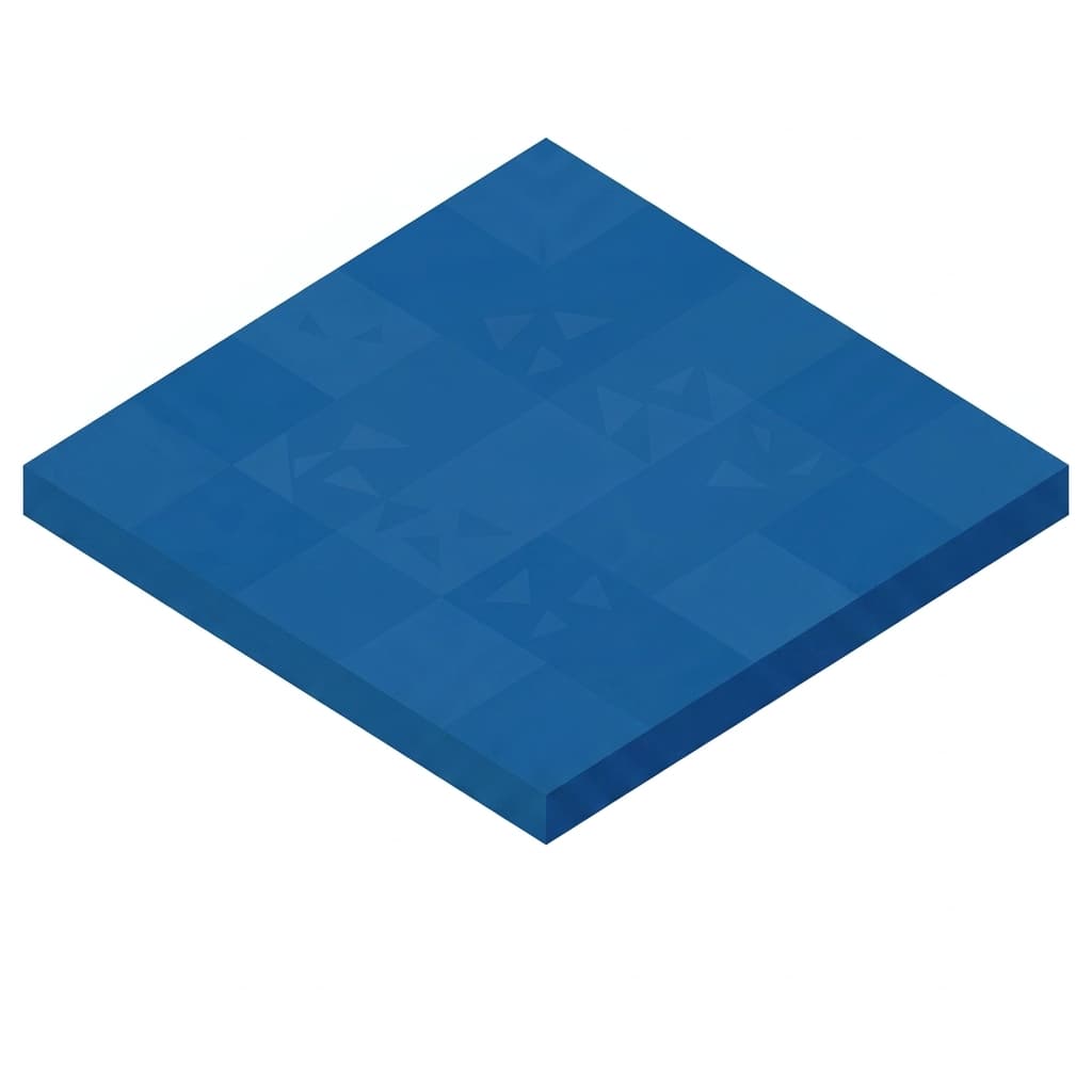 Isometric game terrain tile: a single deep blue ocean water block, one 2:1 isometric diamond, top-down isometric, clean stylized low-poly, vibrant art style, soft even lighting, fills the whole tile, opaque, seamless, no background, no shadow, no text. Game sprite.