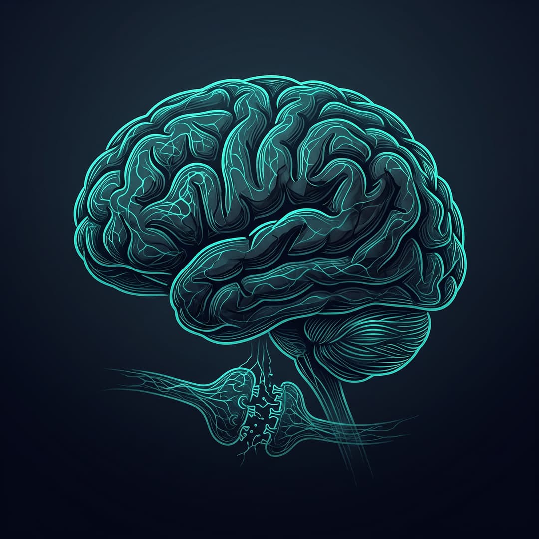 Anatomical / clinical motif representing the disease "Major Depressive Disorder" — a stylized anatomical or histological form. premium minimal medical illustration, abstract clinical art, dark slate #020617 background, glowing teal #00ffcc line-art accents, luminous depth, cinematic, elegant, high detail, no text, no words, no lettering, no captions, no watermark. Centered composition.