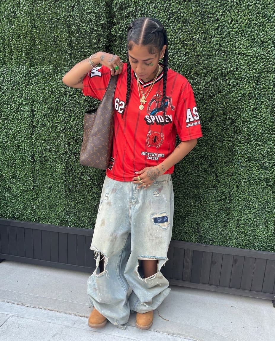 Keep everything the same swap character with zendaya wearing reference jersey