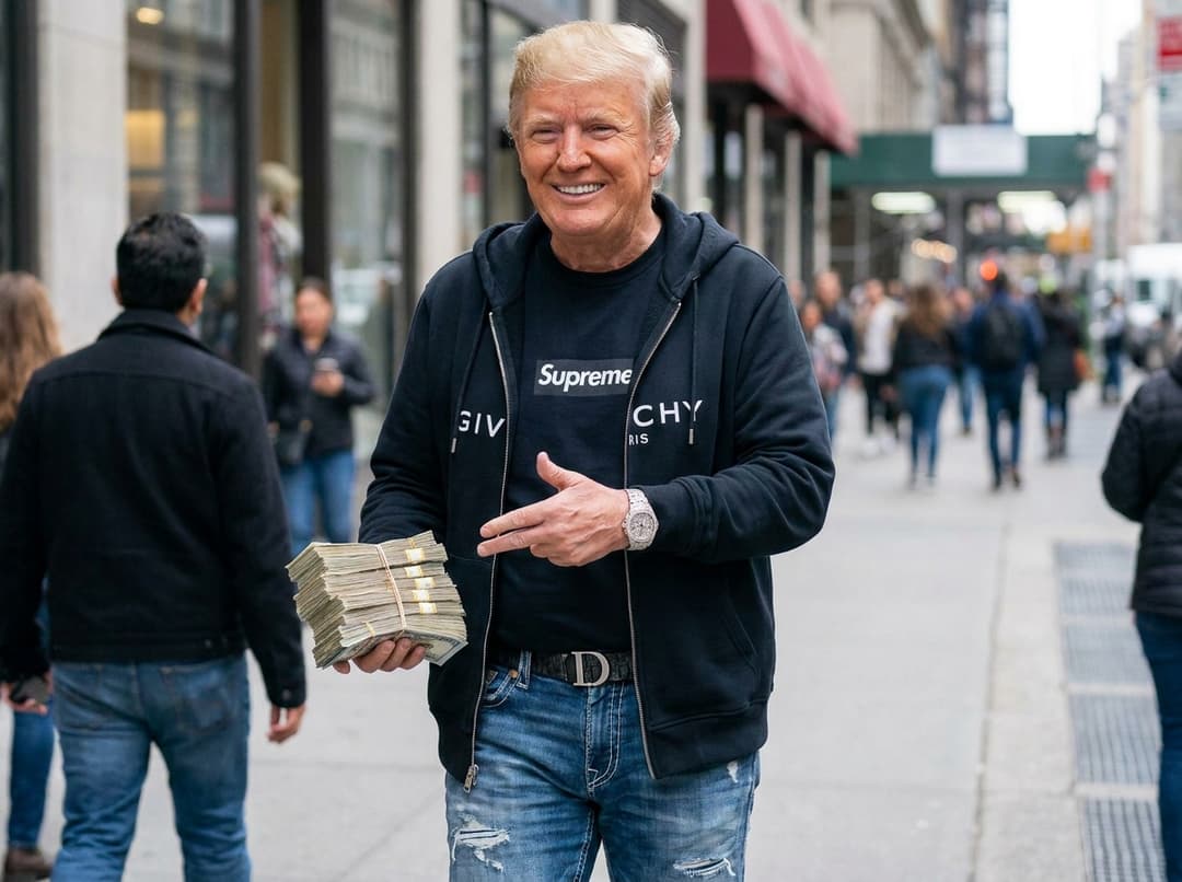 donald Trump skinny with racks on racks givenchy supreme Dior true religon iced out wrist patek trump doing it bumm