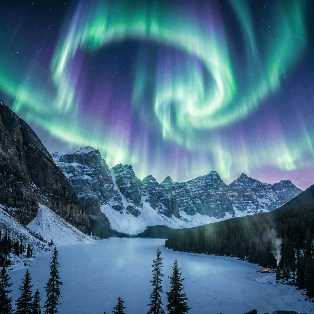 A magical aurora over snow-capped mountains at twilight, cinematic 4K, volumetric lighting, ultra-detailed landscape photography