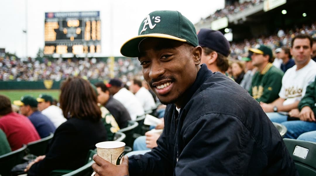 Tupac amaru shakur at a baseball match camera