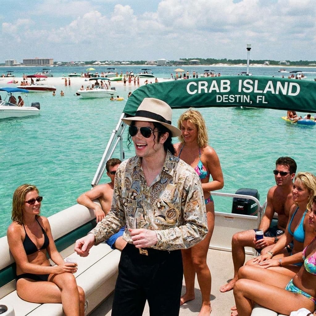 Picture with Michael Jackson partying at crab island Destin florida
