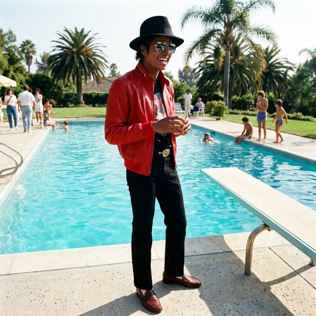 Michael jackson outside by the pool 