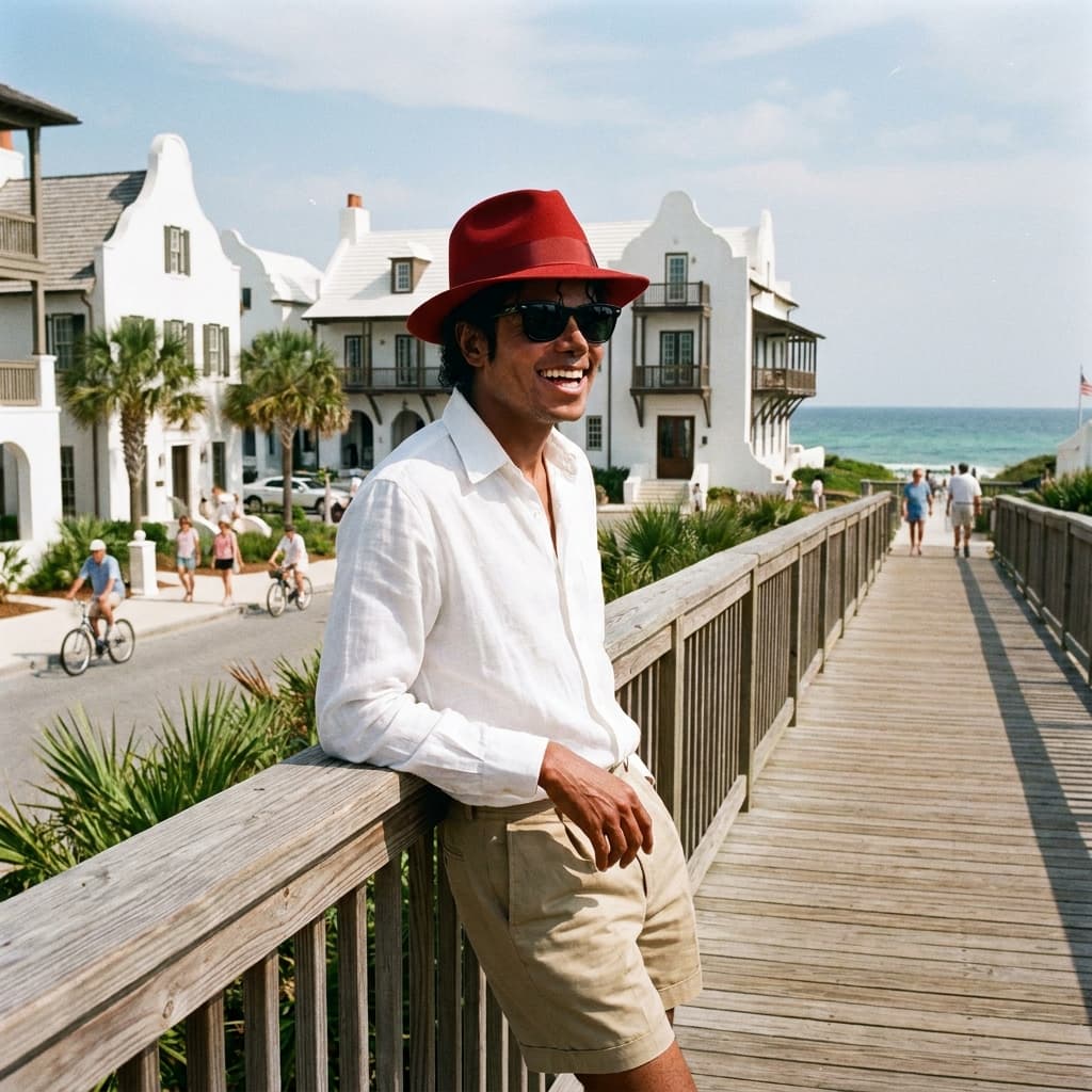 Michael Jackson hanging out in Rosemary beach Florida
